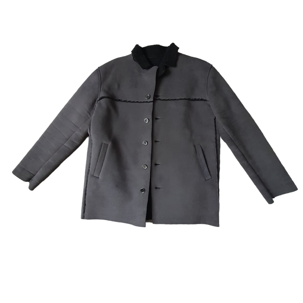 Vintage RUDSAK Faux Suede Shearling Shacket Jacket Charcoal Grey Men's L/Unisex